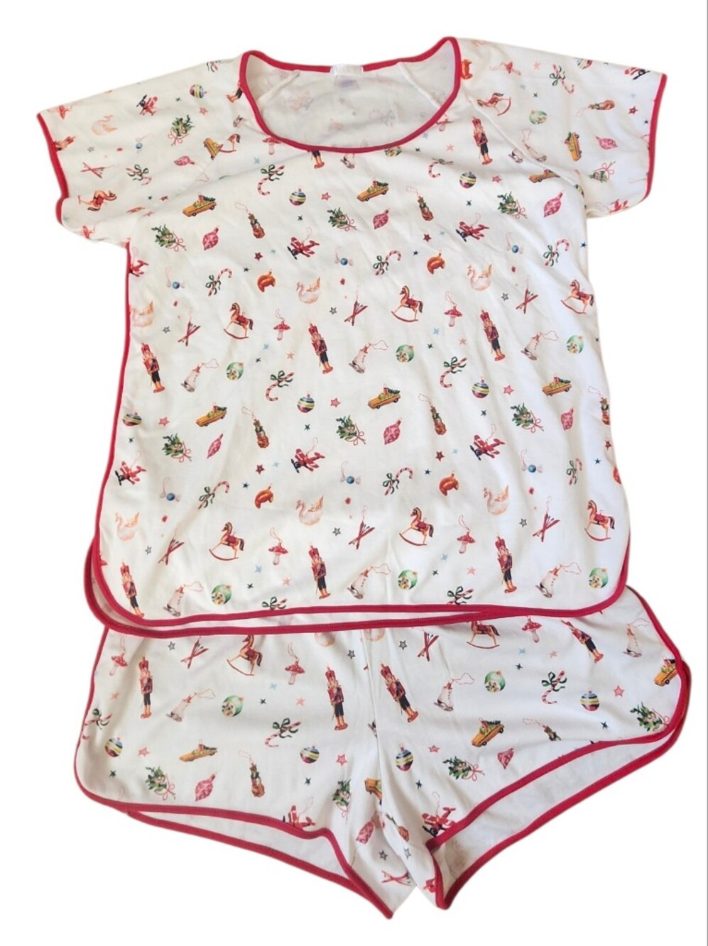 LAKE Pajamas Night Before Christmas Pima Cotton Short Set. Size L.